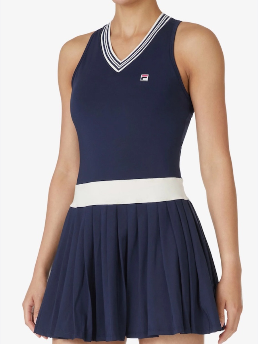 Fila Women's Heritage Tennis Dress in Navy and Ecru EUC Size Small